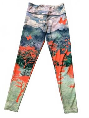 Onzie Butterfly Print Leggings Size S Vibrant Yoga Active